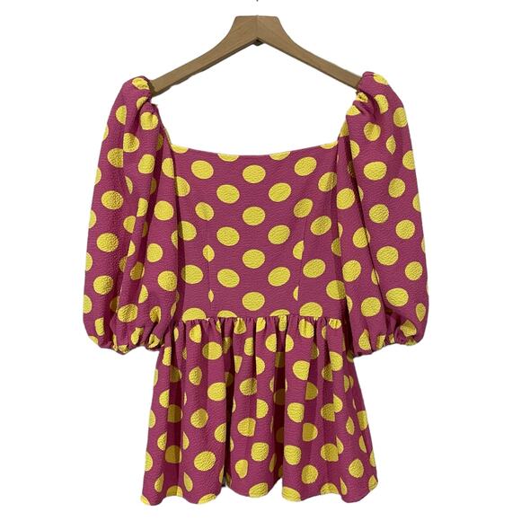STINE GOYA Irene Polka Dot Puff-Sleeve Blouse - Pink - XS - Picture 3 of 16